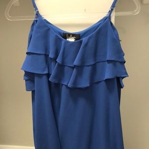 deep blue top flows dress